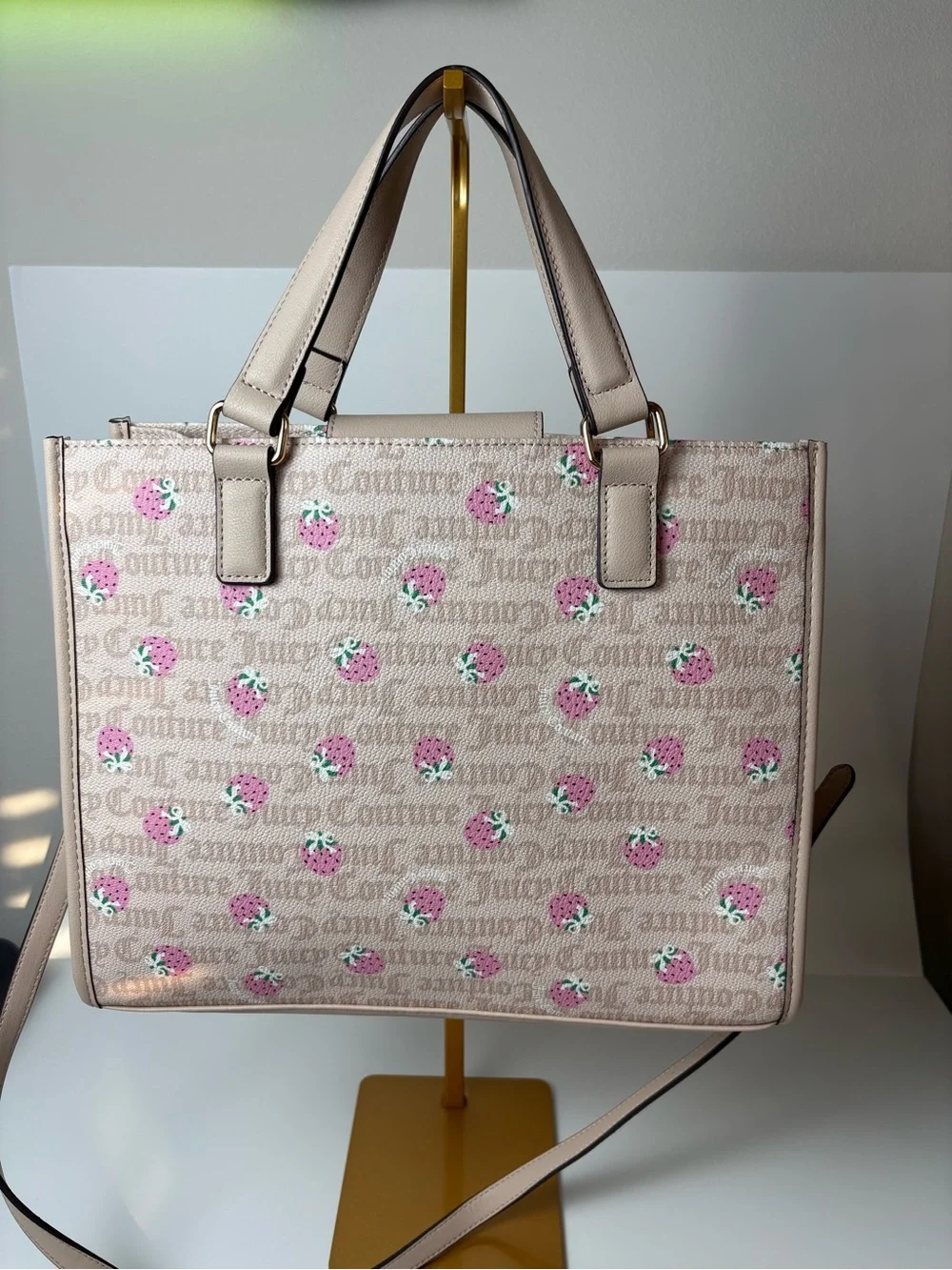 🍓Juicy Couture Berry Sweet Strawberry Tote Bag Sandstone Pink NWT